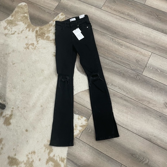 Zara split skinny black distressed jeans - Picture 2 of 8